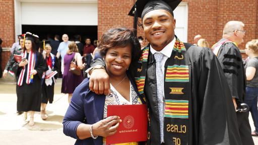 Student and parent at graduation